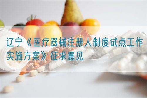 遼寧《醫療器械注冊人制度試點工作實施方案》征求意見(圖1)